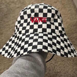 Vans Kids Checkered Bucket Hat with Red Logo